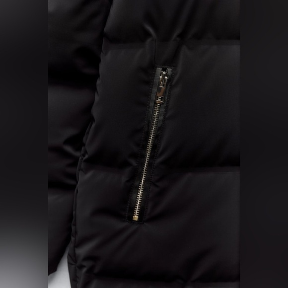 NWT Zara Black Quilted Windproof Jacket with Hood. Size M. - Picture 10 of 16